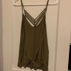 Cute green tank top with asymmetric neckline